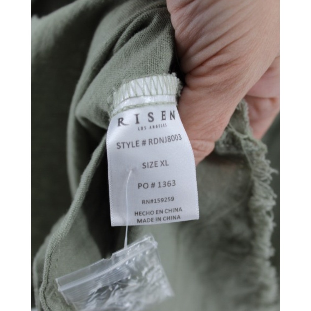 Risen Los Angeles Linen Blend Shirt‎ Dress Womens XL Sage Green Button Up NWT - Picture 8 of 9
